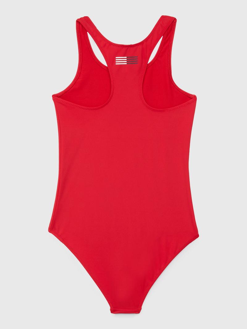 Lány Tommy Hilfiger Logo Swimsuit Úszóruhák Piros | HU 1907AHK